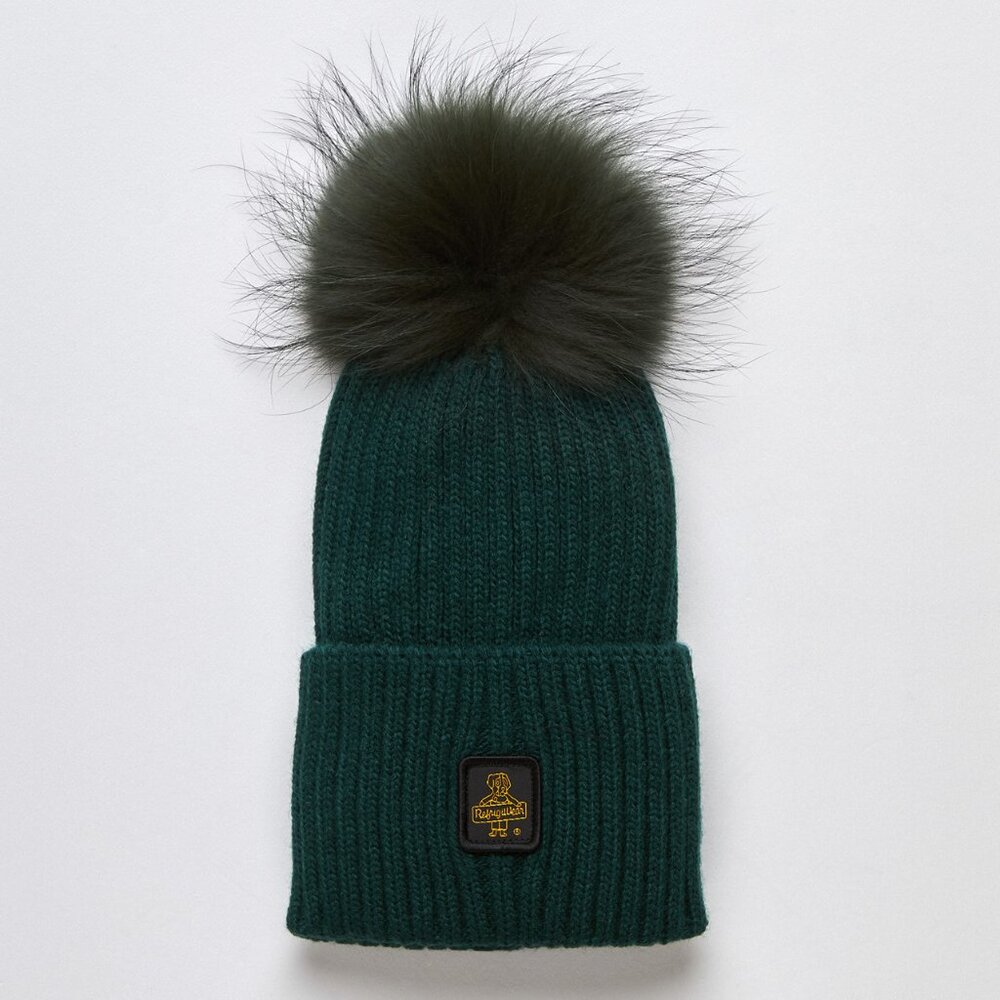 NEW! RefirigiWear 1954 White Snowflake Hat with Real Fur Italian Designer Beanie - Picture 9 of 12